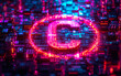 © Bartek - Vibrant digital copyright symbol encircled by neon cyber structures, representing intellectual property protection in the tech-driven business world