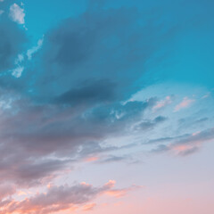 Wall Mural - Pastel delicate blue and pink clouds. Sunrise