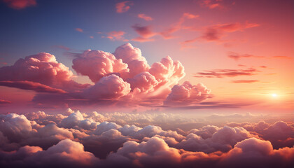 Wall Mural - The sky beauty in nature, a vibrant, dramatic sunset generated by AI