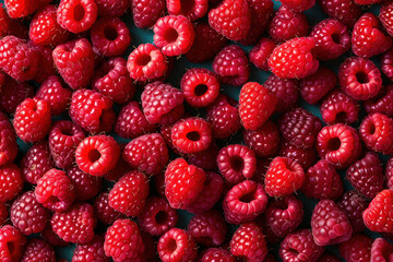 Poster - Juicy Red Raspberry Berries: Nature's Colorful and Vibrant Health Boosters