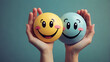 © big bro - Hands holding happy smile face copy spce
