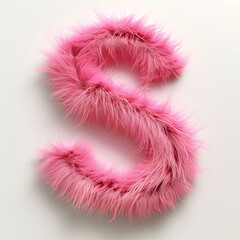Wall Mural - letter s made from a faux pink fur ball