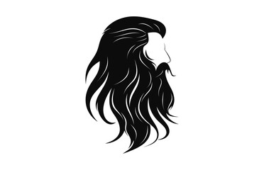 Wall Mural - A long beard vector black silhouette isolated on a white background