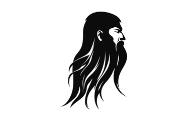 Wall Mural - A long beard with haircut vector black silhouette