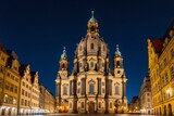 Fototapeta Miasto - Admire the Frauenkirche in Dresden, Germany, under the night sky by ai generated