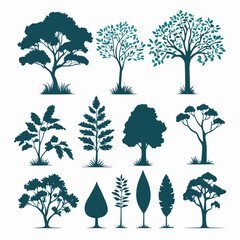 Wall Mural - Tree silhouette set vector illustration collection