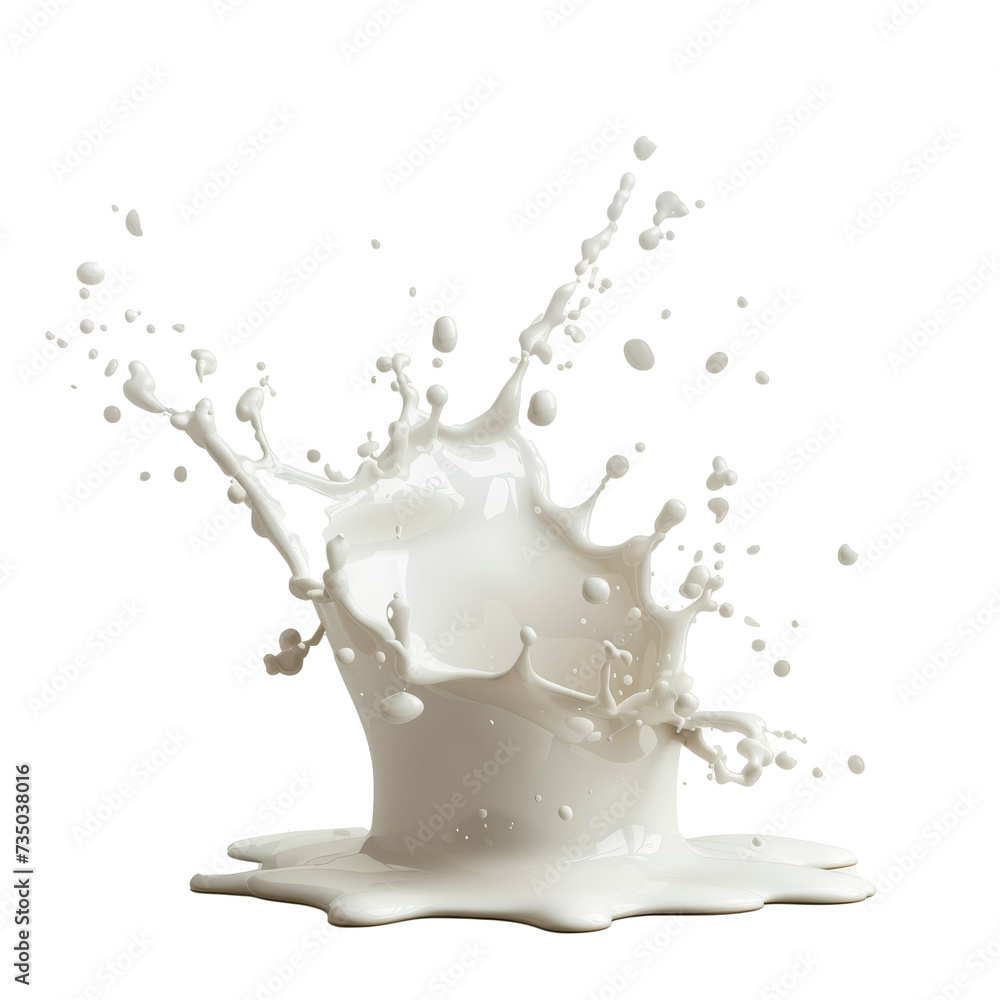 Dynamic Milk Splash Isolated on Transparent Background Captured in Mid ...