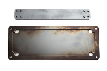Wall Mural - Metal plate banner isolated on transparent background Generative Ai