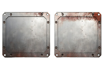 Wall Mural - Metal plate banner isolated on transparent background Generative Ai