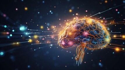 Wall Mural - the concept of data flow from the digital human brain. machine deep learning. artificial intelligenc