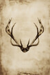 Elk Antlers on Vintage Paper, Poster Junk Journal