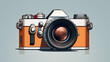 Illustration of an old SLR camera on a light background