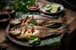 grilled fish with lemon and herbs made by midjourney