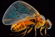 On the surface of a banana fruit, a fruit fly or vinegar fly (Drosophila melanogaster). Generative AI