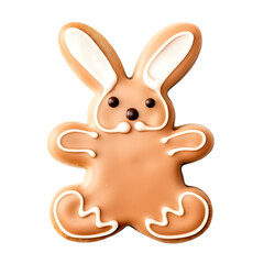 Canvas Print - Decorated easter bunny cookies with white icing and colorful details isolated on a transparent background