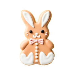 Canvas Print - Decorated easter bunny cookies with white icing and colorful details isolated on a transparent background