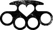 Ironic textured love heart knuckle duster symbol with a transparent background