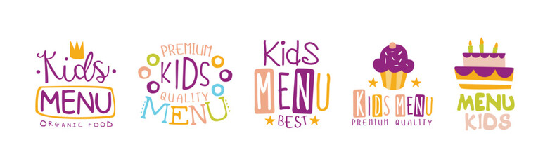 Poster - Kids Organic Menu and Food Label Vector Set