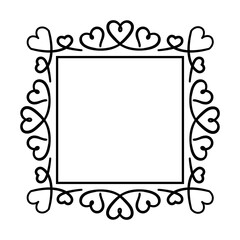 Wall Mural - Abstract square frame with hearts. Ornamental decorative border design. Copy space for your text or image. PNG with transparent background.