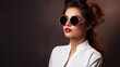 © Matcha_09 - fashion model in sunglasses , beautiful young woman. Studio shot