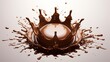 Liquid chocolate crown splash. In a liquid chocolate pool. With circular ripples. Viewed from the top