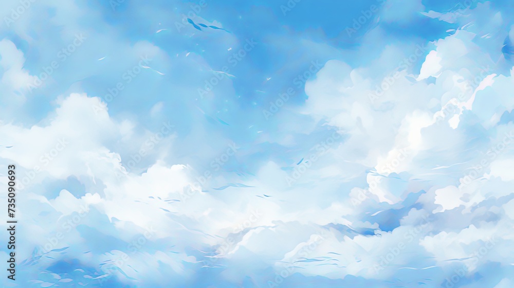 Watercolor vector illustration of blue sky and clouds Stock ...