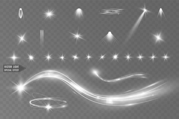 Wall Mural - light white wave and spotlight shine effect,glow line sparkle shine. silver white wavy effects.