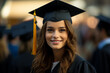 © Tetiana - Created with generative ai portrait of intelligent happy girl in a bachelor graduation ceremony