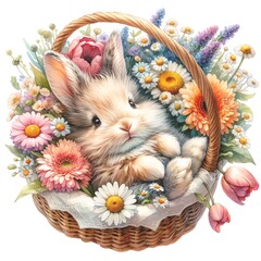 Aufkleber - Whimsical bunny illustration created with Generative AI technology