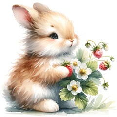 Aufkleber - Whimsical bunny illustration created with Generative AI technology
