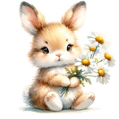 Aufkleber - Whimsical bunny illustration created with Generative AI technology