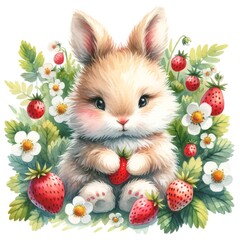 Aufkleber - Whimsical bunny illustration created with Generative AI technology