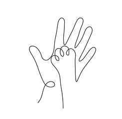 Wall Mural - vector isolated hand and paw dog cat one single contemporary line art colorless black and white cont