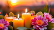 I immerse myself in meditation while watching the candle melting with the scent of flowers.