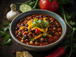 Wall Mural - Vegetarian chili loaded with beans, vegetables, and smoky spices.