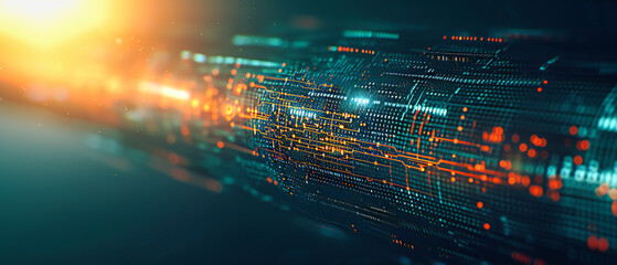 Cyber digital technology concept, futuristic network and computer science background, abstract design of connectivity and information flow