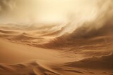 Fototapeta Natura - A beach in a sandstorm, with swirling sand creating a mysterious atmosphere. Generative AI