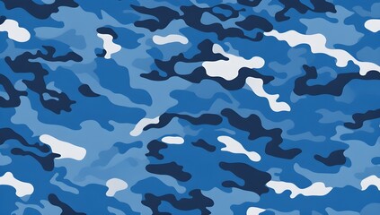 Wall Mural - Blue military camouflage seamless pattern background. Army camo texture for seamless wallpaper.