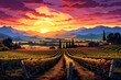a sunset over a farm