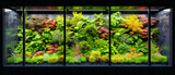 Aquatic plant life in a vibrant aquarium, concept of underwater beauty and exotic fish habitat, colorful and decorative nature scene