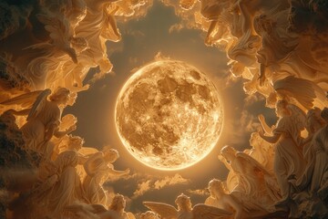 Wall Mural - full moon on sky at night. background generative ai