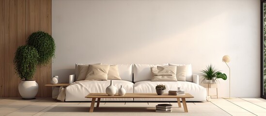 Aufkleber - Modern living room with natural eco decorations. Creative Banner. Copyspace image