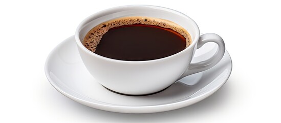 Aufkleber - White cup of black coffee isolated on white background with clipping path. Creative Banner. Copyspace image
