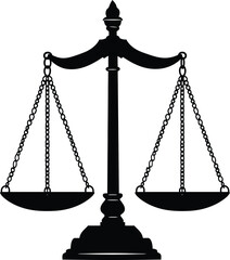 Wall Mural - silhouette scales symbol of justice black color only