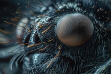 A Detailed Close-up View Of A Fly's Compound Eye. This Image Can Be Used To Illustrate Insect Anatomy Or As A Background For Scientific Presentations