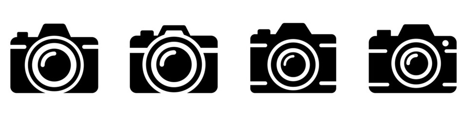 Wall Mural - camera icon. set of photo camera symbols. black icon of camera isolated on white