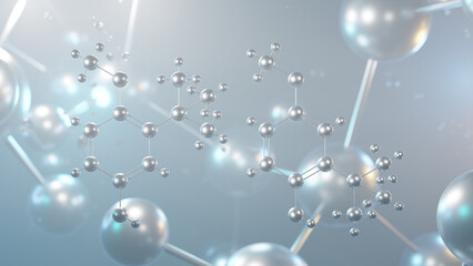 Sticker - butylated hydroxyanisole molecular structure, 3d model molecule, food, preservative e320, structural chemical formula view from a microscope