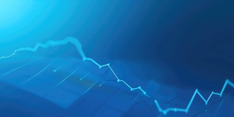 Wall Mural - Abstract financial chart with upward trend line graph on blue background in a conceptual image.