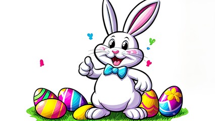 Wall Mural - Easter bunny thumb-up. cover