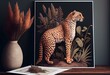 flat design illustration, Norwegian art, cheetah in nature. Generative AI